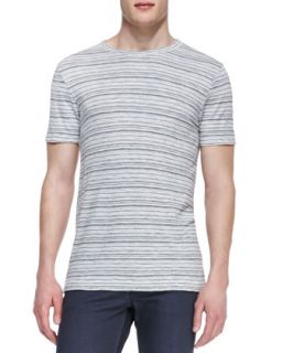 Mens Striped Crewneck T Shirt, Multicolor   Theory   Tan black (XX LARGE)