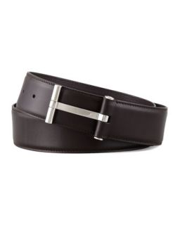 Mens Leather T Buckle Belt, Brown   Tom Ford   Brown (80/32)
