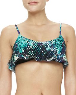 Womens Burnin Love Perforated Swim Top   Beach Riot   Crystal castle (LARGE)