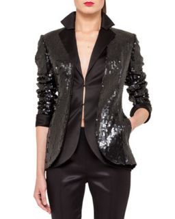 Womens Sequined Cardigan Style Jacket, Black   Akris   Black (8/40)