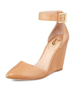 Solanna Pointy Toe Ankle Strap Wedge, Camel   VC Signature   Camel (39.5B/9.5B)