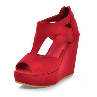 Suede Womens Wedge Heel T Strap Wedges Sandals Shoes(More Colors)