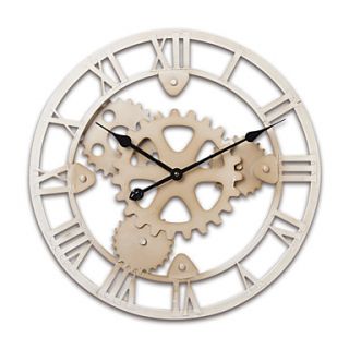 22H Brief White Wheel Gears Style Metal Wall Clock