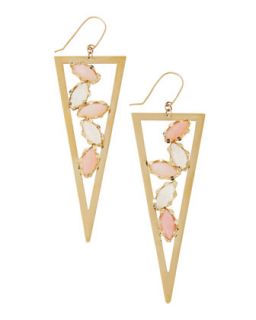 Pink Opal & Rainbow Moonstone Triangle Spike Earrings   Lana   Pink