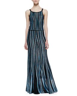 Womens Dory Striped Knit Maxi Dress, Cyan   Parker   Turq ptrn (XS)
