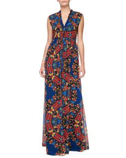 Womens Marianna Printed Button Front Maxi Dress   Alice + Olivia   Crown jewel