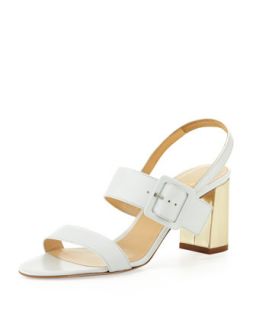 accent buckled block heel sandal, white/gold   kate spade new york   White (37.