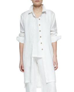 Womens Long Sleeve Linen Duster   Go by Go Silk   White (MEDIUM (8/10))