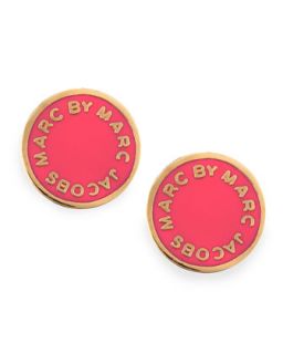 Enamel Logo Disc Stud Earrings, Hot Pink   MARC by Marc Jacobs   Hot pink/Gold