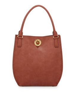 Nappa Faux Leather Tote Bag, Brown   Love Moschino