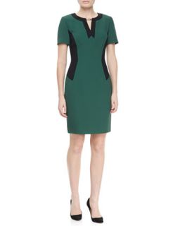 Womens Short Sleeve Colorblock Locket Dress, Emerald/Green   Jason Wu  