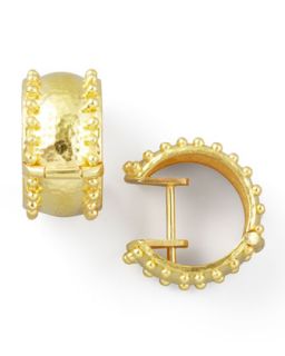 19k Gold Granulated Hoop Earrings   Elizabeth Locke   Gold (19k )
