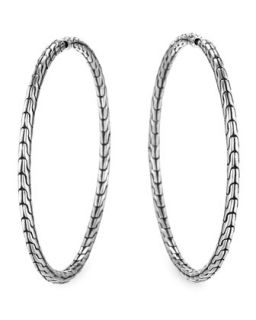 Chain Silver Hoop Earrings, Large   John Hardy   Silver (LARGE )