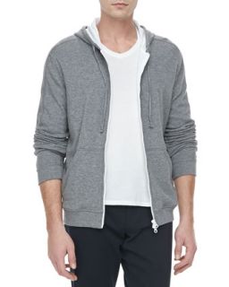 Mens Jersey Lined Heather Hoodie, Charcoal   Vince   Charcoal (MEDIUM)