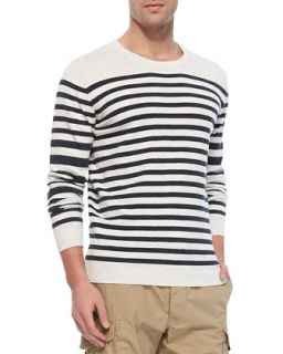 Mens Striped Pullover Sweater, White   Diesel   White (XX LARGE)