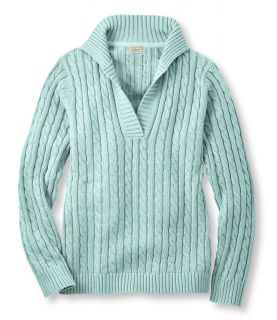 Double L Cotton Sweater, Splitneck Pullover