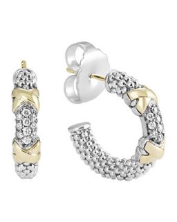 Silver & 18k Diamond Lux Hoop Earrings   Lagos   Silver/Gold (18k )