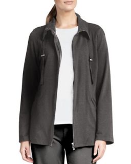 Organic Drawstring Jacket, Womens   Eileen Fisher   Cinder (dk gray) (2X