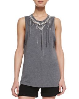 Womens Chains & Necklaces Muscle Tank Top   Haute Hippie   Charcoal ht grey (X 