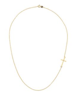 14k Cross Necklace with Single Diamond   Mizuki   Gold (14k )