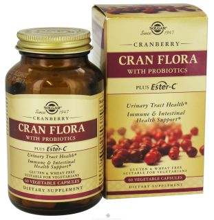 Solgar   Cran Flora with Probiotics plus Ester C   60 Vegetarian Capsules