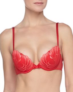 Womens Insolence Embroidered Push Up Bra   Simone Perele   Flame (32D)