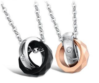 Athena Jewelry Titanium Series His or Hers Matching Set Titanium Couple Pendant Necklace Korean Love Style in a Gift Box (His) Jewelry