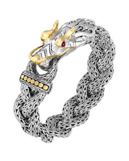 Naga Silver & 18k Gold Large Dragon Head Bracelet   John Hardy   Silver (18k ,