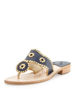 Nantucket Whipstitch Thong Sandal, Midnight/Gold   Jack Rogers   Midnight/Gold