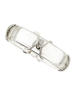 Wide Liquid Metal & Crystal X Clear Lucite Bangle   Alexis Bittar   Clear