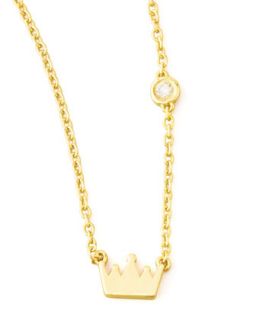 Crown Bezel Diamond Pendant Necklace   SHY by Sydney Evan   Gold