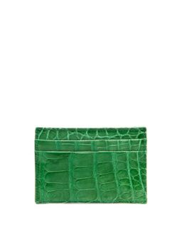 Mens Alligator Card Case, Green   Green