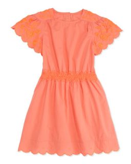 Anabelle Embroidered Dress, Coral, Girls 2 10   Stella McCartney