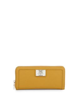 Giallo Zip Saffiano Faux Leather Wallet, Yellow   Moschino