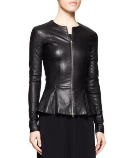 Womens Anasta Leather Peplum Jacket, Black   THE ROW   Black (6)