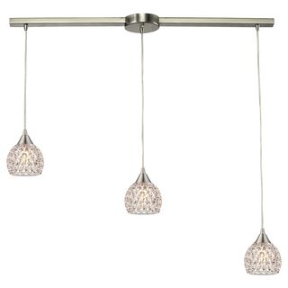 Kersey Satin Nickel And Textured Glass 3 light Line Chandelier