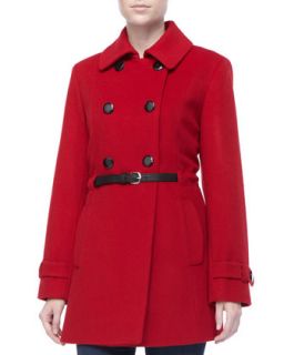 Womens Double Breasted Club Coat with Leather Skinny Belt   Sofia Cashmere  
