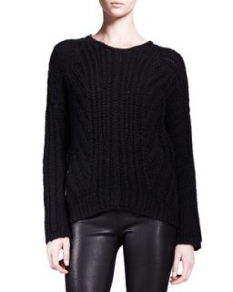 Womens Shifting Cord Pullover Sweater   Helmut Lang   Black (LARGE)