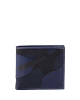 Mens Camouflage Bi Fold Wallet, Blue   Valentino   Blue