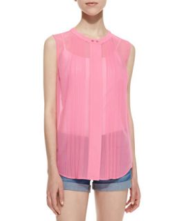 Womens Solar Spells Crystal Pleated Tank Top, Pink   French Connection   Pink