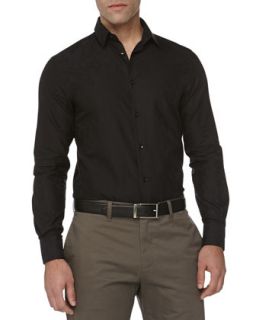 Mens Trend Fit Jacquard Sport Shirt, Black   Versace   Black (44)