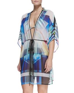 Womens Hollywood Bowl Print Robe Style Coverup   Clover Canyon   Multi (LARGE)