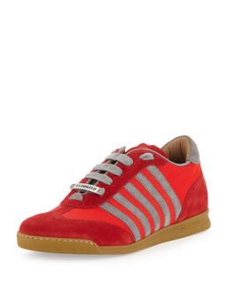 Mens Striped Low Top Sneaker, Red   Dsquared2   Red (42.5/10.5D)