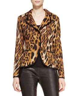 Womens Long Sleeve Leopard Print Blazer   Escada   Leopard (SMALL)
