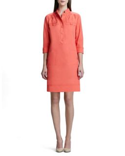 Womens Linen Blend Shirt Dress   Navy (12)