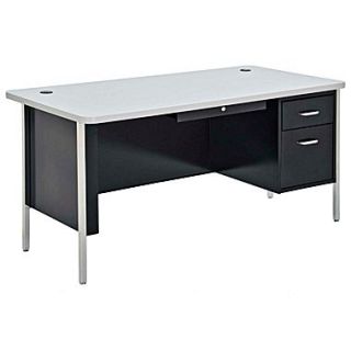 Sandusky 60 x 30 Single Pedestal Steel Teachers Desk, Black/Grey Nebula