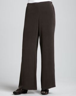 Full Leg Silk Pants, Womens   Go Silk   Chocolate (1X (16/18W))