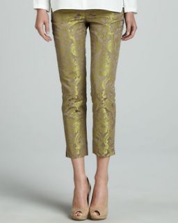 Womens Cropped Pants with Metallic Highlights   Lafayette 148 New York  