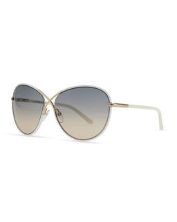 Ivory Plastic & Golden Metal Sunglasses   Tom Ford   Ivory