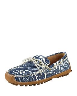 Mens Grant Printed Canvas Moccasin, Blue   Cole Haan   Blue (12.0D)